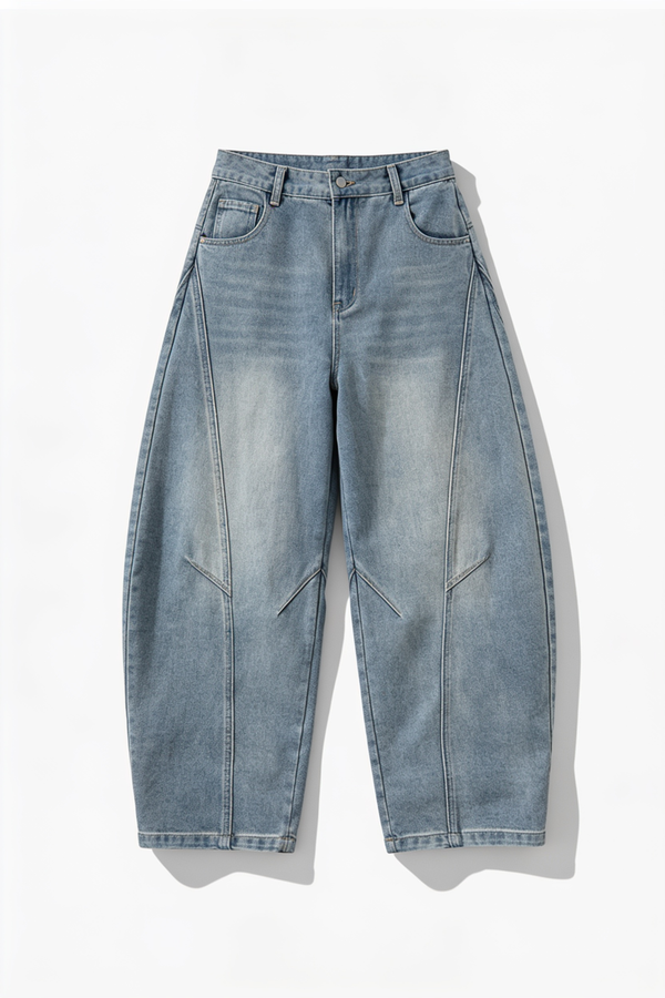 Light Wash Wide-Leg Panel Jeans