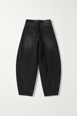 Light Wash Wide-Leg Panel Jeans Black