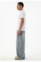 Light Wash Wide-Leg Panel Jeans