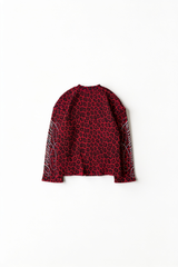 Crimson Leopard Long-Sleeve Graphic Top