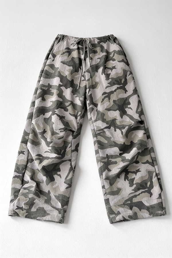 Camo Wide-Leg Utility Pants
