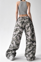Camo Wide-Leg Utility Pants