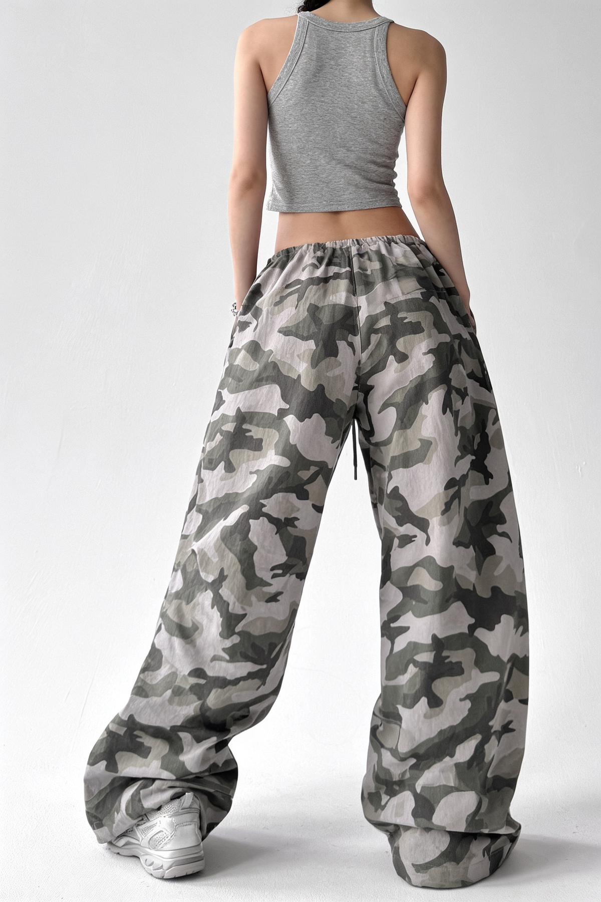 Camo Wide-Leg Utility Pants