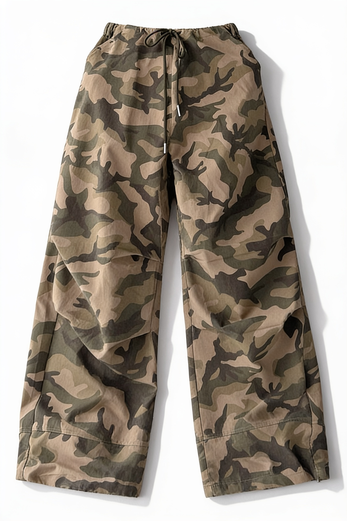 Camo Wide-Leg Cargo Pants