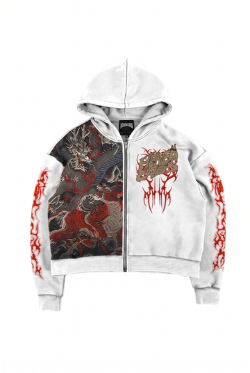 Dragon Graphic Zip-Up Hoodie