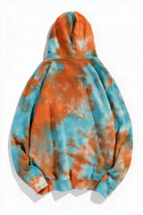 Orange & Blue Tie-Dye Pullover Hoodie