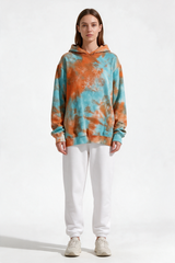 Orange & Blue Tie-Dye Pullover Hoodie