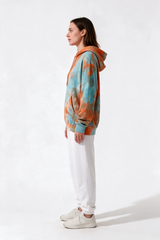 Orange & Blue Tie-Dye Pullover Hoodie