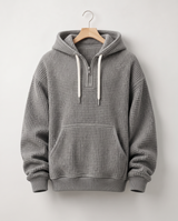 Hoodie Quart-Zip Gaufré — Épais