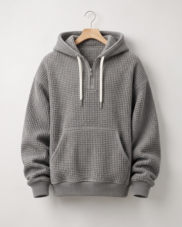 Quarter-Zip Waffle Hoodie — Heavyweight (400)