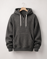Hoodie Quart-Zip Gaufré — Épais