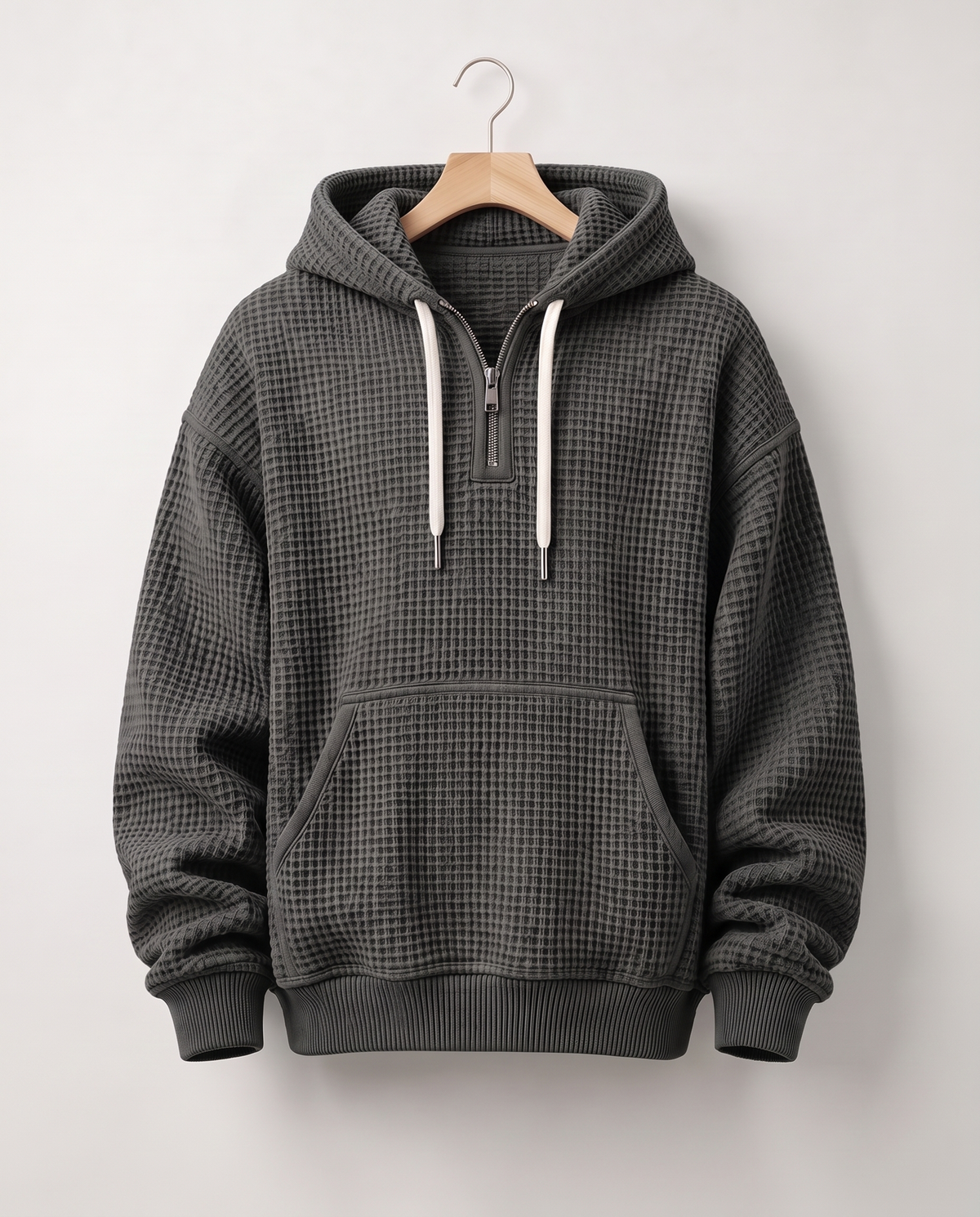 Quarter-Zip Våffelhoodie — Heavyweight (400)