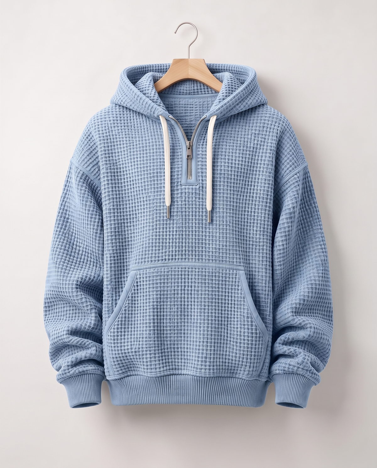 Hoodie Quart-Zip Gaufré — Épais