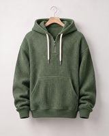 Hoodie Quart-Zip Gaufré — Épais