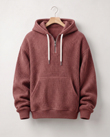 Hoodie Quart-Zip Gaufré — Épais