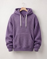 Hoodie Quart-Zip Gaufré — Épais