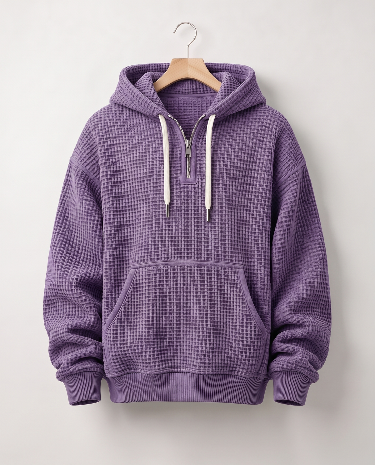 Quarter-Zip Våffelhoodie — Heavyweight (400)