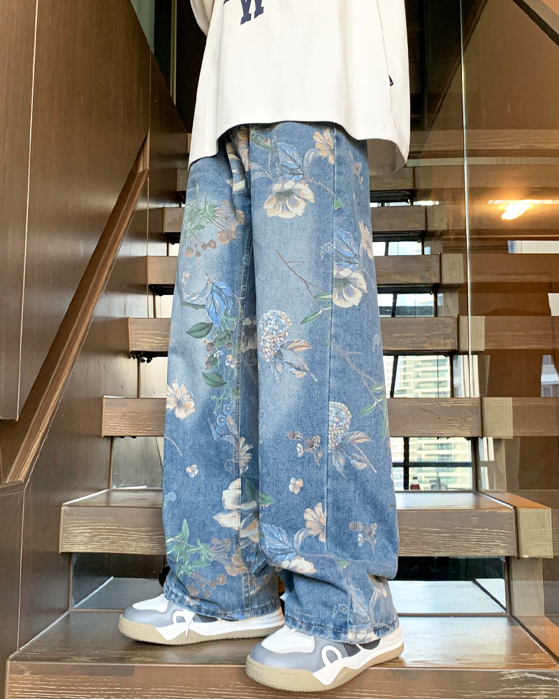 OFFSEAL Y2K Jeans Floral Print