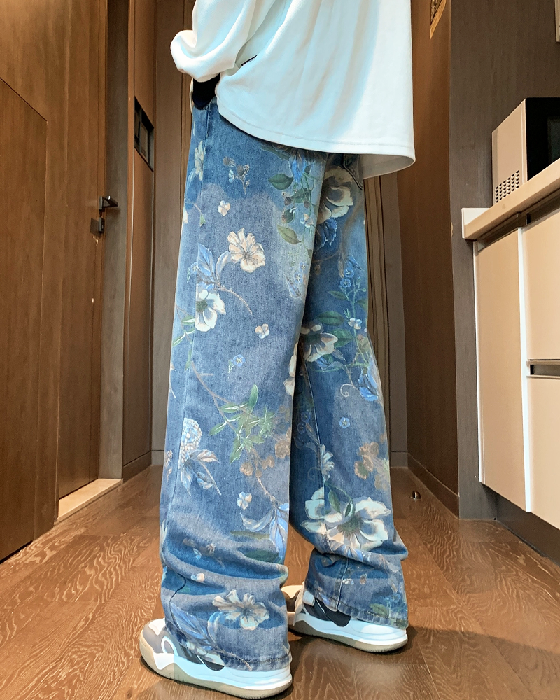 OFFSEAL Y2K Jeans Floral Print