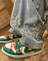 OFFSEAL Jeans with Embroidered Flames