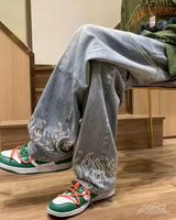 OFFSEAL Jeans with Embroidered Flames