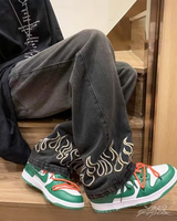 OFFSEAL Jeans with Embroidered Flames