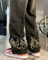 OFFSEAL Jeans with Embroidered Flames