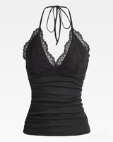 OFFSEAL Lace Ruched Halter Top