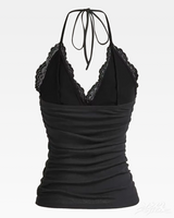 OFFSEAL Lace Ruched Halter Top