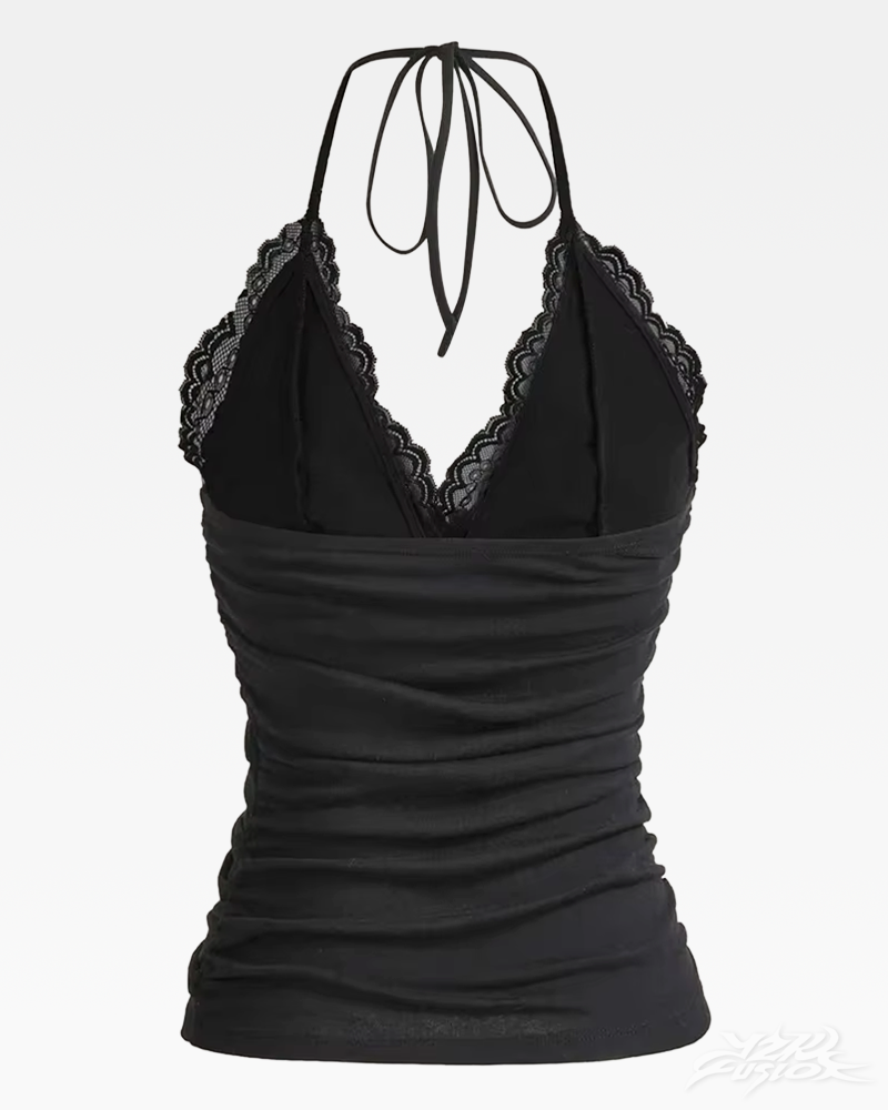 OFFSEAL Lace Ruched Halter Top