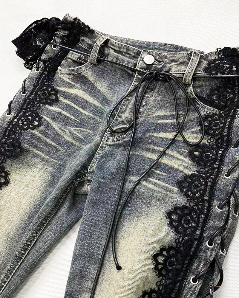 OFFSEAL Y2K Lace Up Flare Jeans