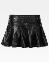 OFFSEAL Y2K Leather Pleated Skirt