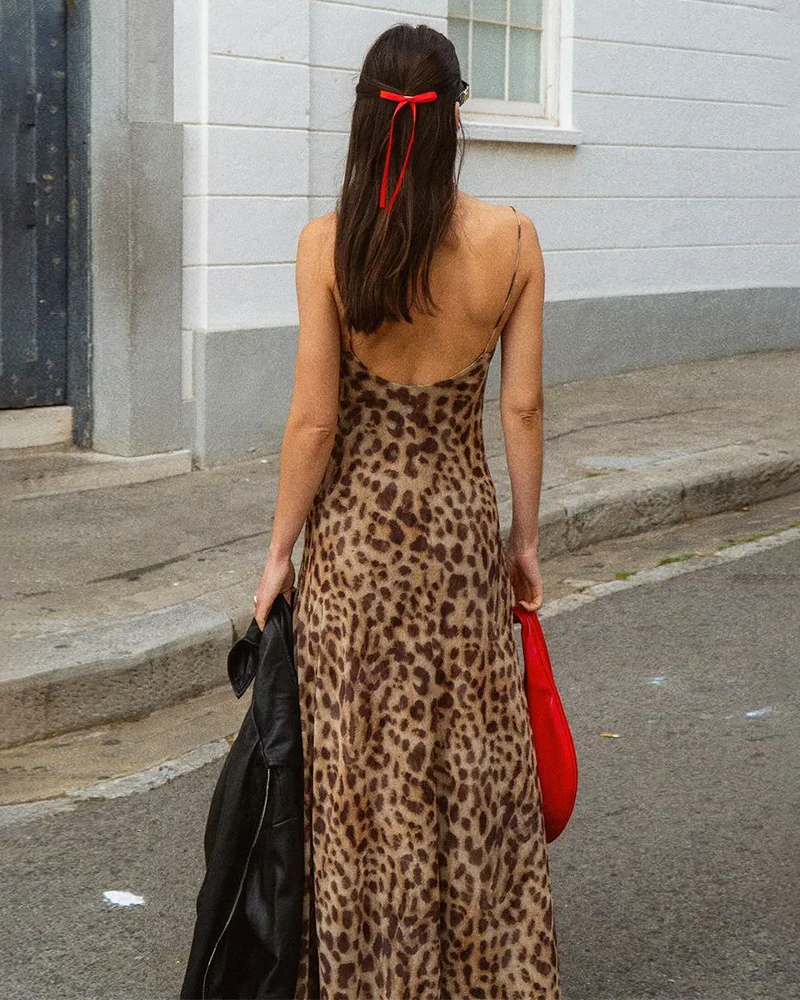 OFFSEAL Leopard Print Maxi Dress