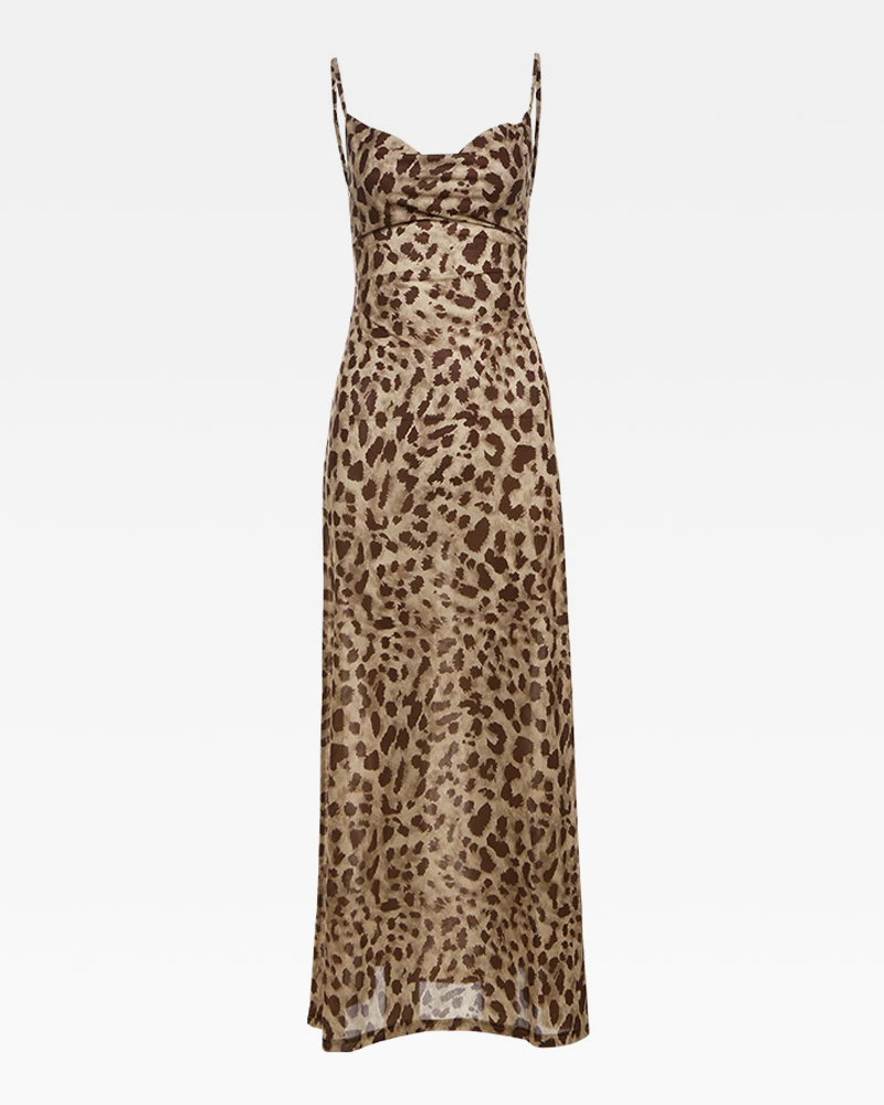 OFFSEAL Leopard Print Maxi Dress