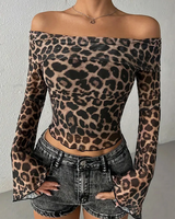 OFFSEAL Y2K Leopard Print Off The Shoulder Top