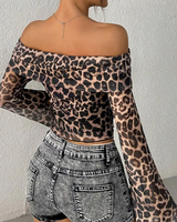 OFFSEAL Y2K Leopard Print Off The Shoulder Top