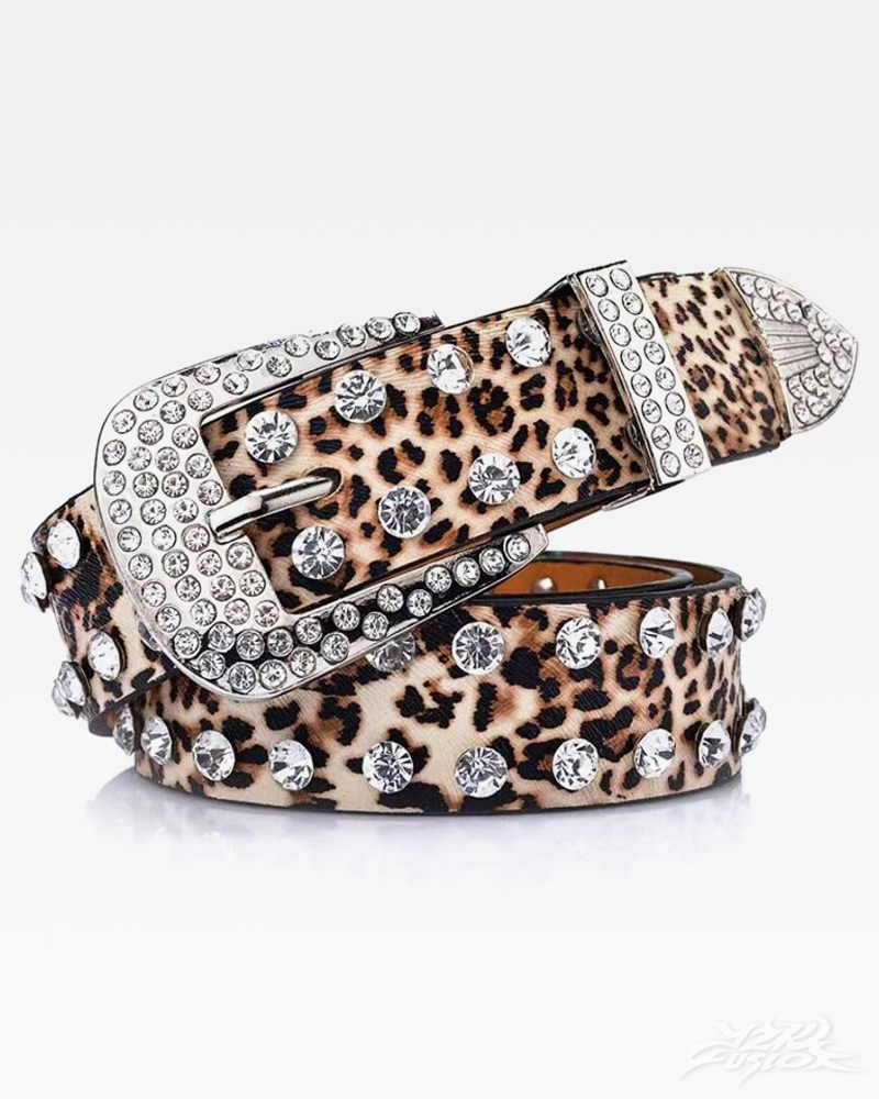 OFFSEAL Leopard Print Rhinestone Belt