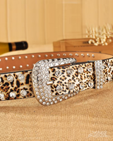 OFFSEAL Leopard Print Rhinestone Belt