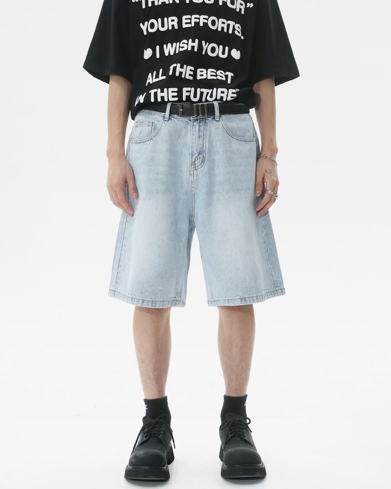 OFFSEAL Men's Light Blue Denim Shorts