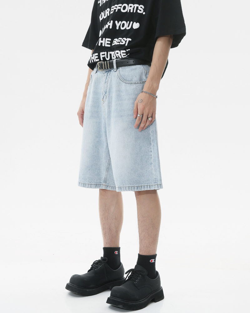 OFFSEAL Men's Light Blue Denim Shorts
