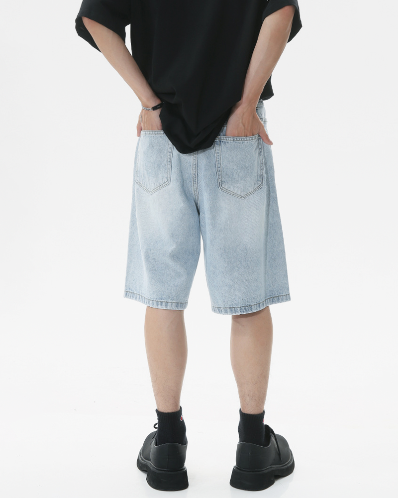 OFFSEAL Men's Light Blue Denim Shorts