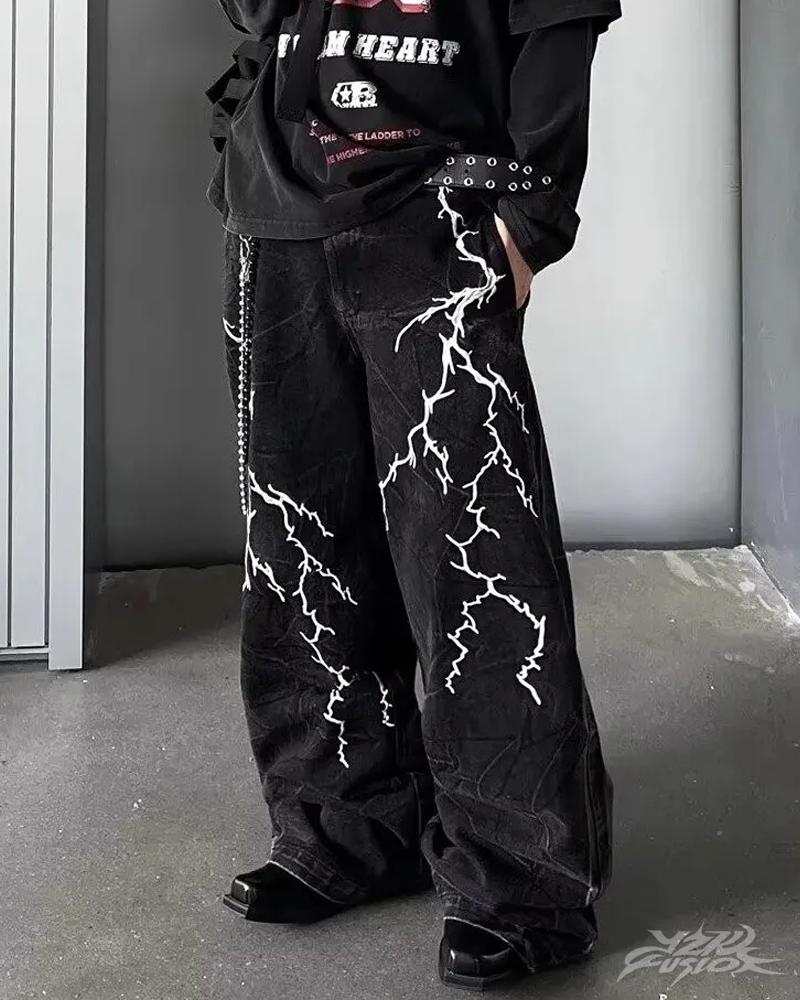 OFFSEAL Lightning Bolt Jeans