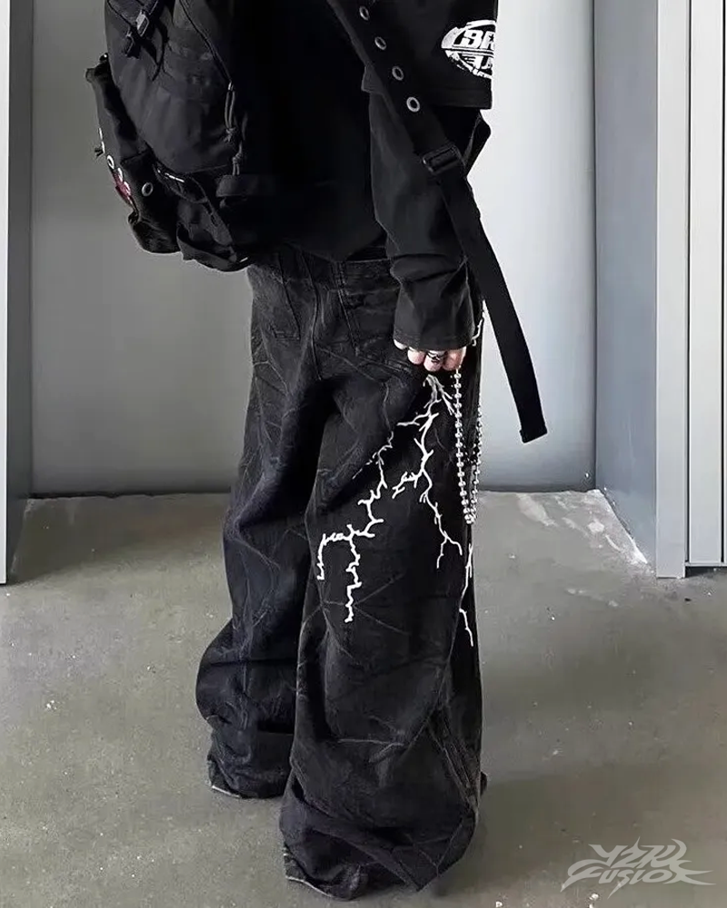 OFFSEAL Lightning Bolt Jeans