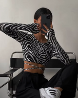 OFFSEAL Long-Sleeve Zebra Top