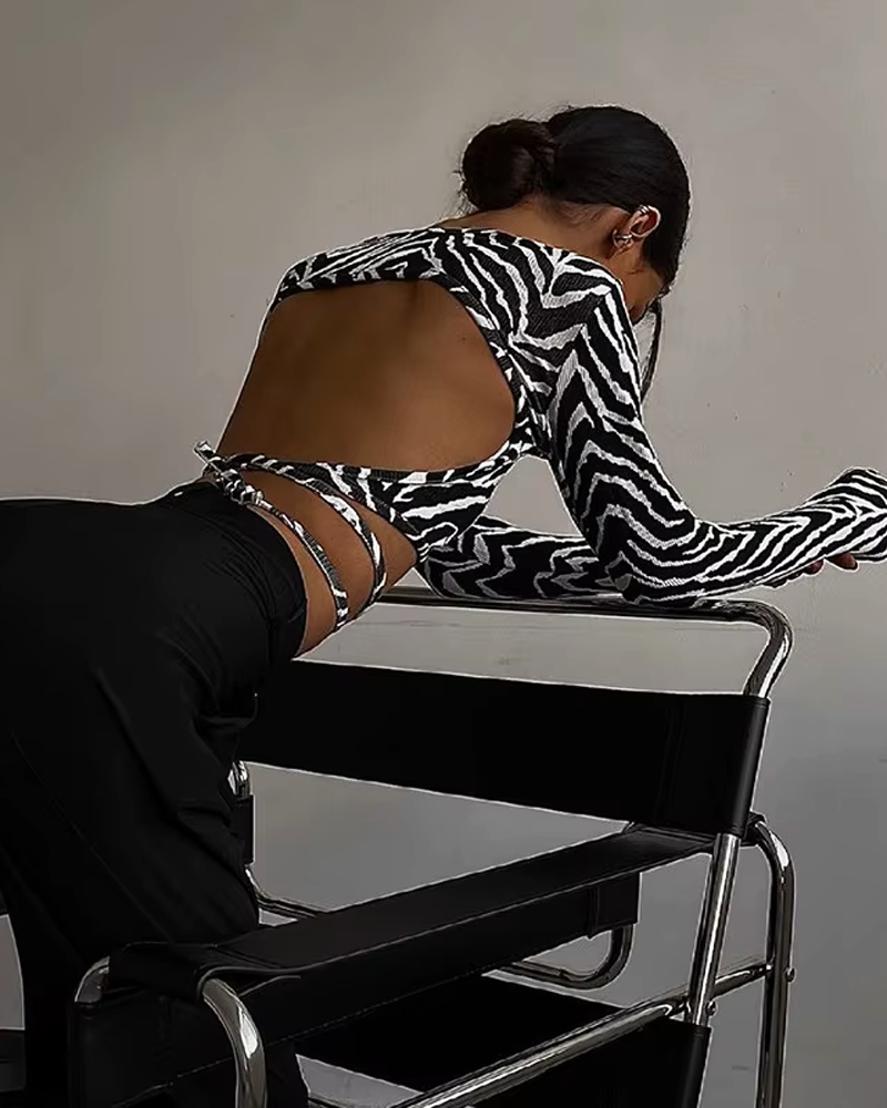 OFFSEAL Long-Sleeve Zebra Top
