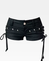 OFFSEAL Y2K Low-Rise Black Denim Shorts