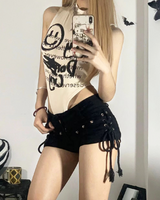 OFFSEAL Y2K Low-Rise Black Denim Shorts