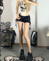 OFFSEAL Y2K Low-Rise Black Denim Shorts