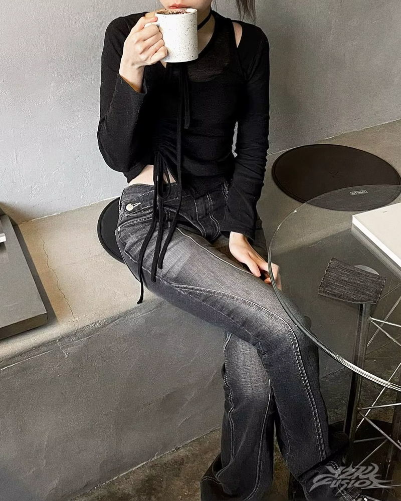 OFFSEAL Y2K Low-Rise Flare Jeans