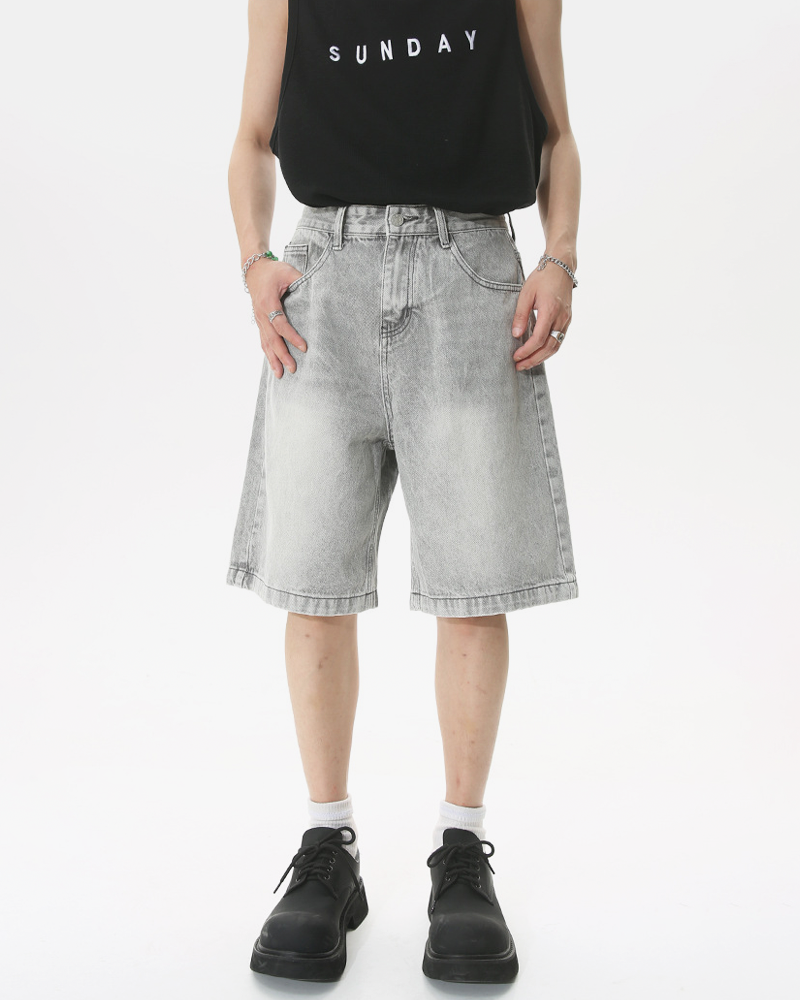OFFSEAL Men's Gray Denim Shorts